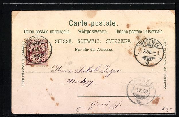 Cartoline postali: Litho Wattwyl, Gesamtansicht, Webschulge – Usato da Berlin venduto da bartko-reher 1