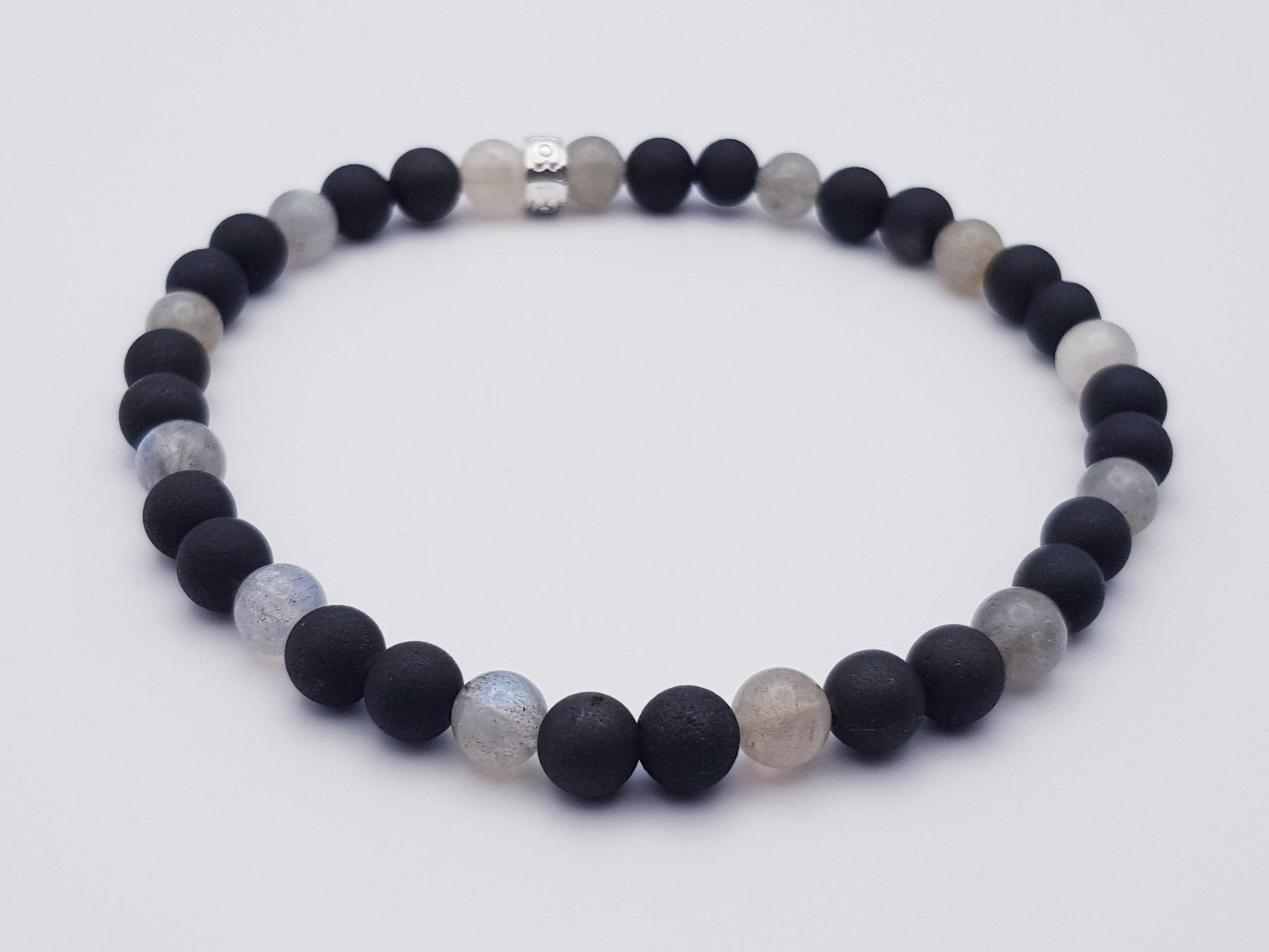 Bracciali & Braccialetti: Armband Edelstein Labradorit und schwarzer Achat – Nuovo e nell'imballaggio originale da Menziken venduto da Zyropa