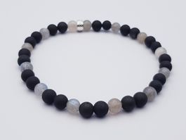 Armband Edelstein Labradorit und schwarzer Achat