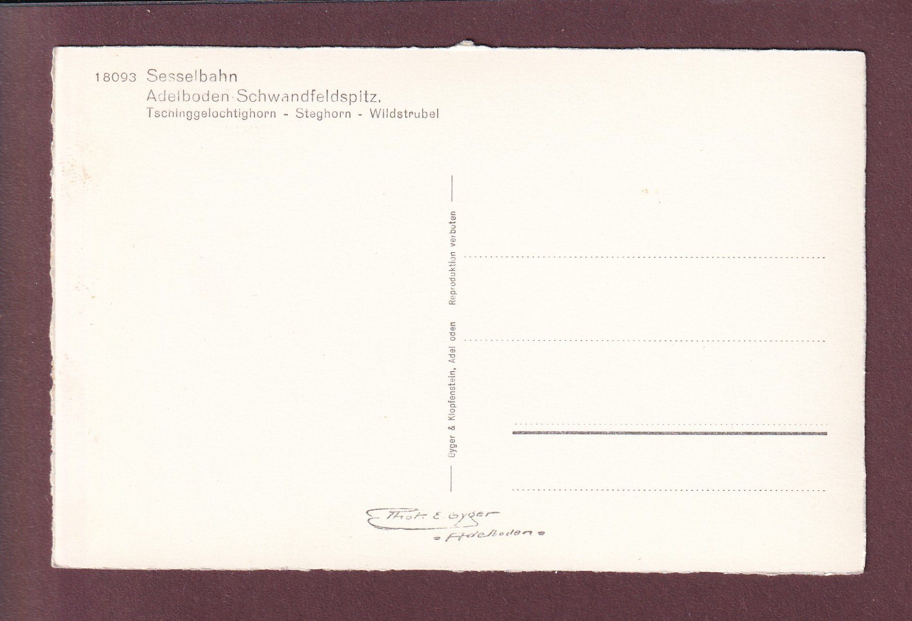 Cartoline postali: Sesselbahn ADELBODEN-SCHWANDFELDSPITZ – Usato da Pully venduto da nicecards 1