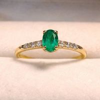 585er Goldring | Natürlicher Smaragd 0,4 ct 6 Diamanten 