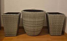 3 Pflanzentöpfe Rattan Optik
