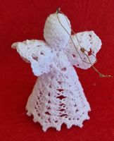 Weihnachtsengel gehäkelt weiss mit Glitter neu