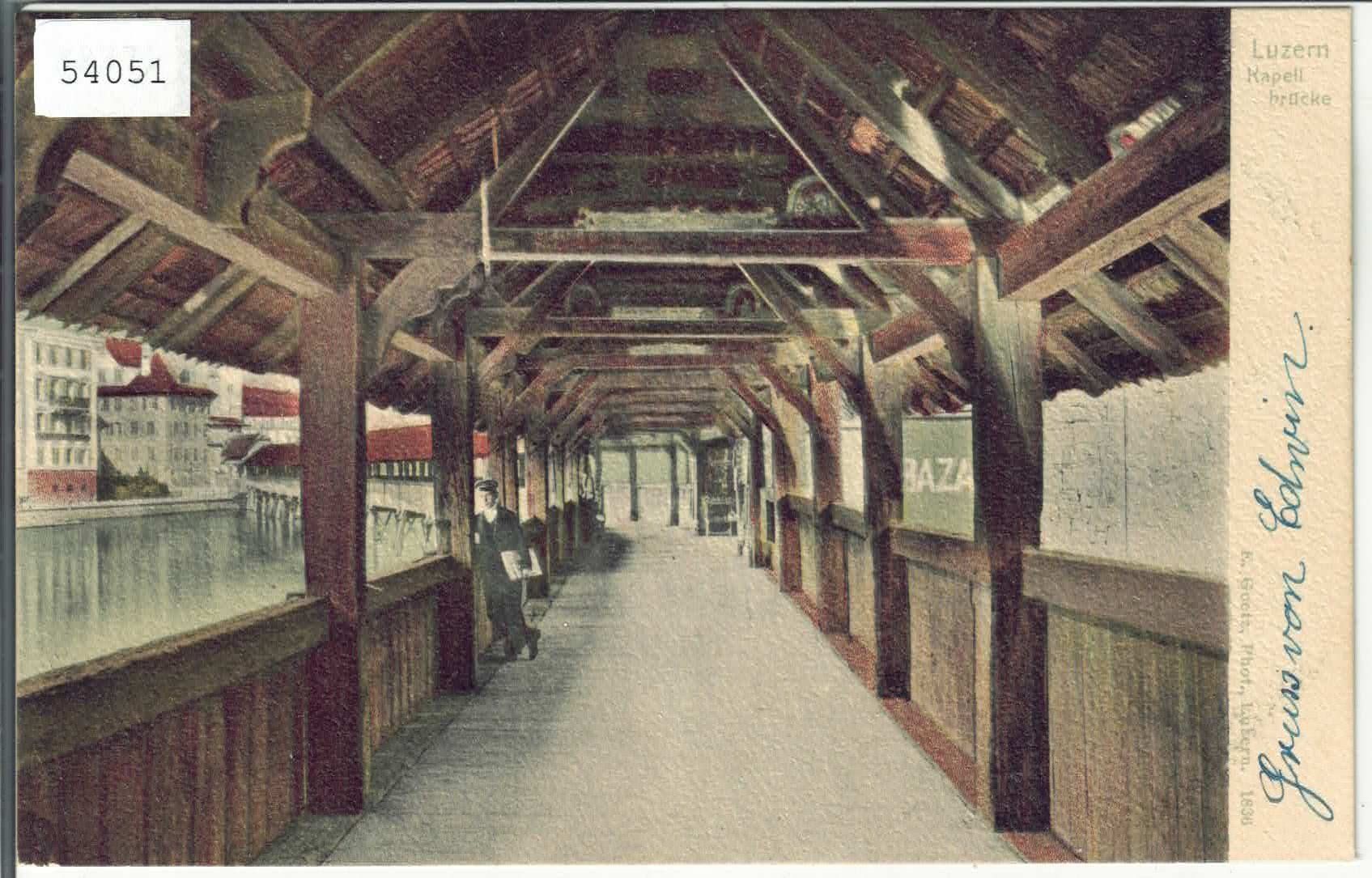 Cartoline postali: Luzern - Kapell-Brücke - animee - Litho – Usato da Ettingen venduto da Kartenplanet