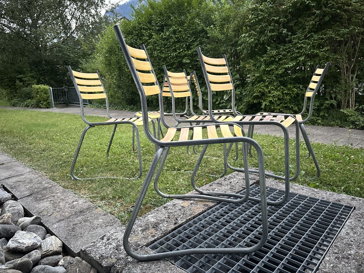 Stühle: 7x Schaffner oder Bättig Vintage Stühle mit Kufen Outdoor  – Gebraucht aus Niederurnen von KEVIN078