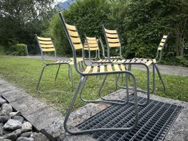 7x Schaffner oder Bättig Vintage Stühle mit Kufen Outdoor 