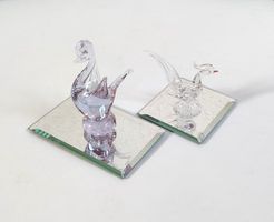 2x Schwan aus Glas, dekorativ, Sammlerstück, Art déco.