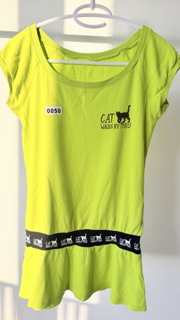 Damen T-Shirt Grün Grösse S Katze Motiv guter Zustand