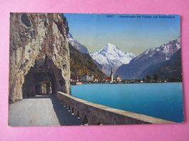 Postkarte Axenstrasse Galerie Flüelen + Bristenstock, 1930