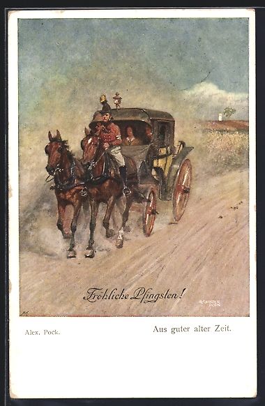Cartoline postali: Postkutsche auf einer Landstrasse, Pfing – Usato da Berlin venduto da bartko-reher