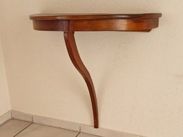 Vintage Wandkonsole halbrund - Holz - geschwungene Strebe