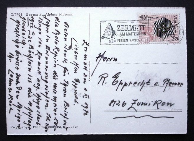 Ansichtskarten: ZERMATT Alpines Museum – Gebraucht aus Jona von philajona 1