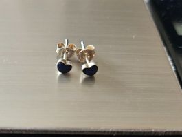 Silber Ohrstecker Herz Lapislazuli blau 925er