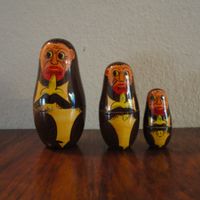 Matroschka Affenpuppen 3-teilig,Vintage Holz,Top Zustand