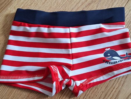 Badehose Gr. 80 Rot/Weiss gestreift, neu