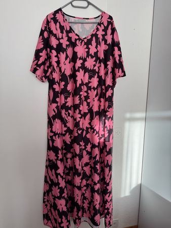 Kleid Blumenmuster Rosa Schwarz Grösse 54 neu