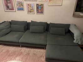 IKEA SÖDERHAMN 4er-Sofa mit Récamiere – Graublau