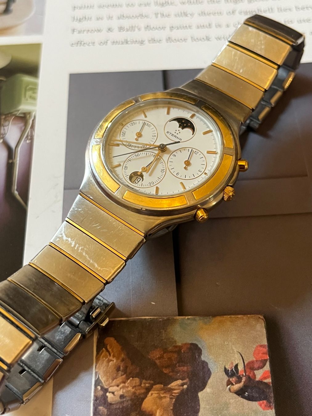 Eterna Orologi: Eterna or/acierChronographe Phases de Lune – Usato da GENEVE venduto da hehakasapa 4