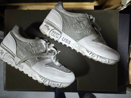 Sneakers donna pelle bianca con glitter n 40
