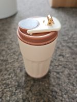 Coffee to go cup, thermal mug, white and brown, new!