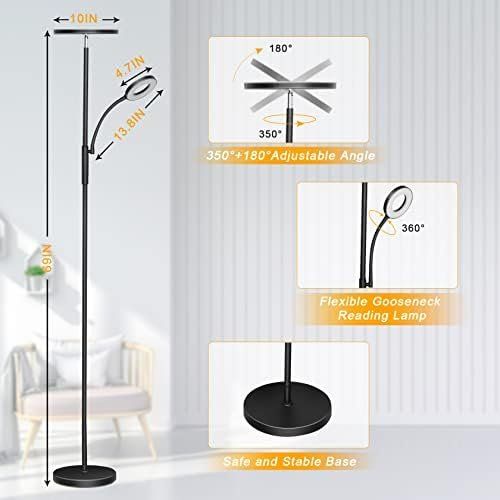 Lampade: LED Stehlampe dimmbar Deckenfluter mit Leselampe – Nuovo e nell'imballaggio originale da Hundwil venduto da Stallone5 5