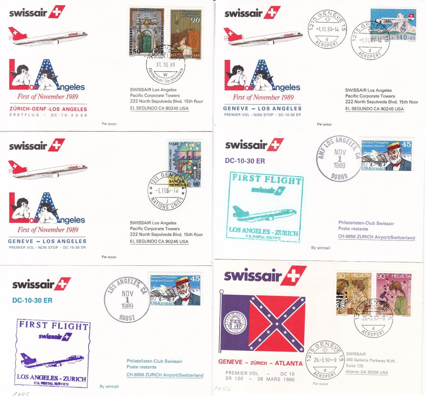 Tutti i francobolli: 40 Stk. CH Flugpost Briefe, Karten ab 1989, Swissair etc. – Usato da Münchwilen AG venduto da Nesar 2