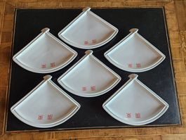 Lot de 6 assiettes en forme d'éventail inspiration asiatique