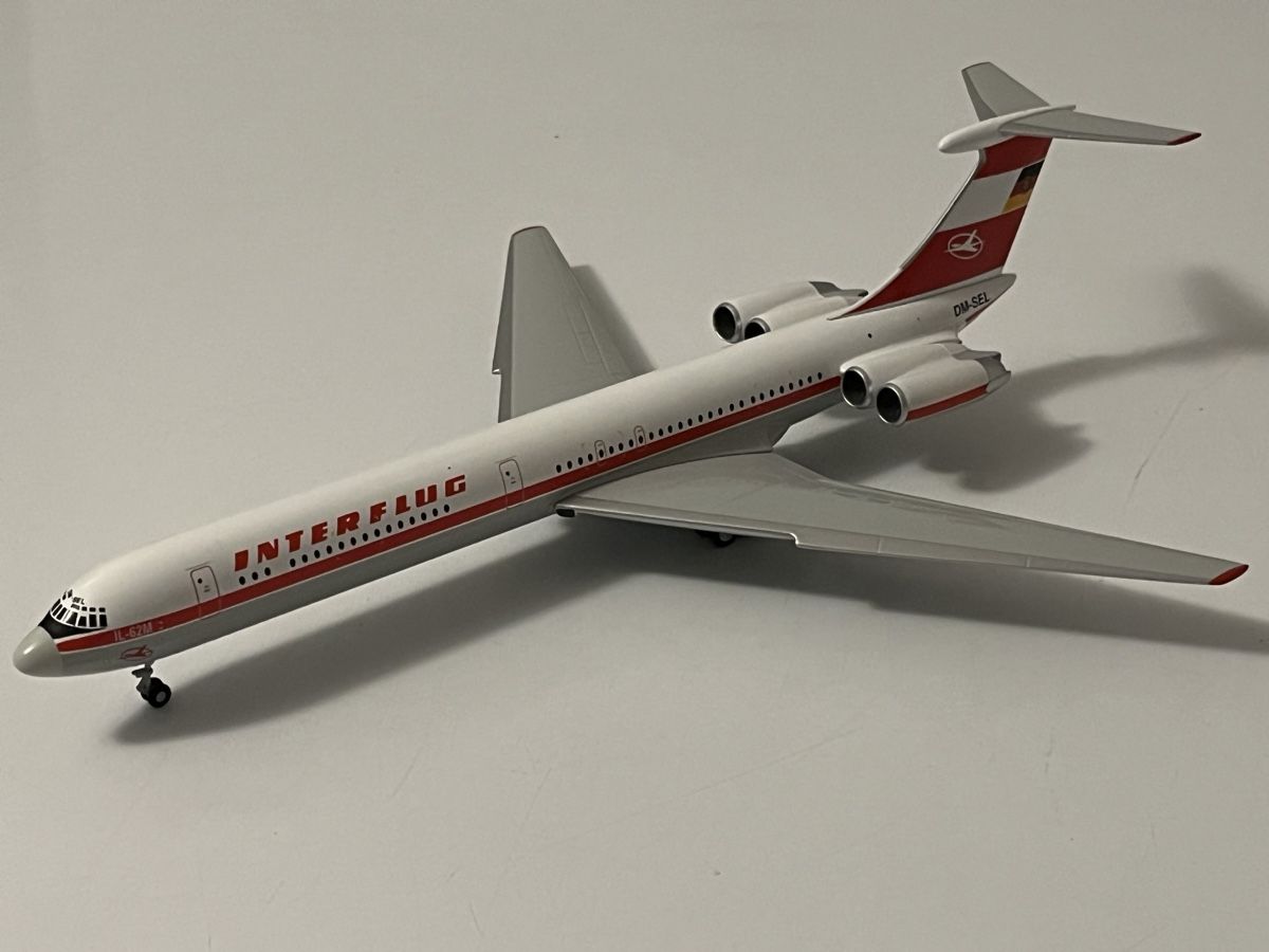 Modellino Aereo HERPA WINGS 1:500 Ilyushin IL 62 Interflug, Imballo Originale DDR-SEP