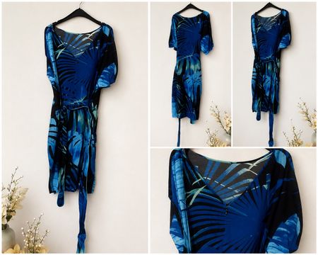 Kleid mit Blumenprint blau/schwarz Gr.40 Neu von MADELEINE