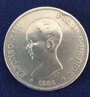 Spanien - 5 Pesetas 1888 * Alfonso XIII * Silbermünze
