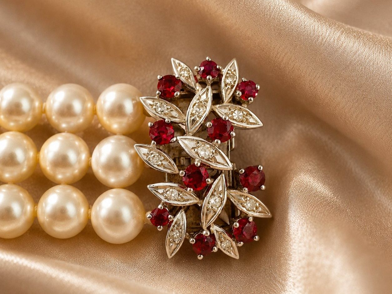 Bucherer Armbänder & -reifen: BUCHERER, Perlen - Diamant - Rubin - Bracelet – Gebraucht aus Zuzwil SG von artimmo 3