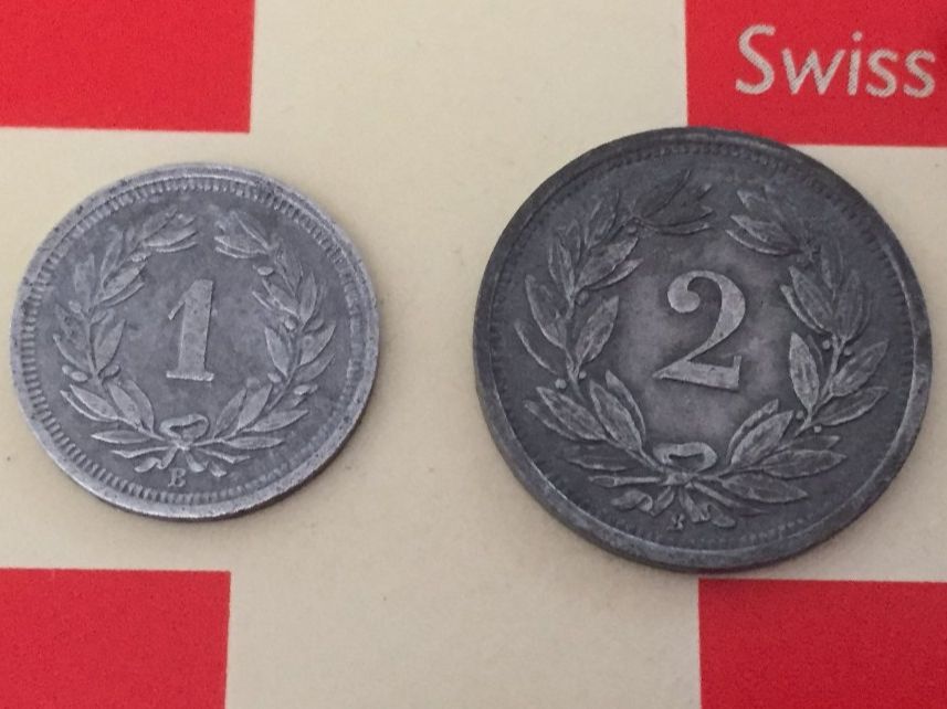 Tutti le monete: 1 + 2 Rappen 1942 Zn, ss+ – Usato da Elsau venduto da herbybay 1