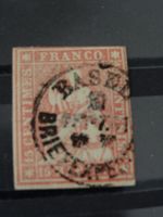 Strubel sitzende Helvetia 1861 (?) Basel 15 Rp / Nr  24