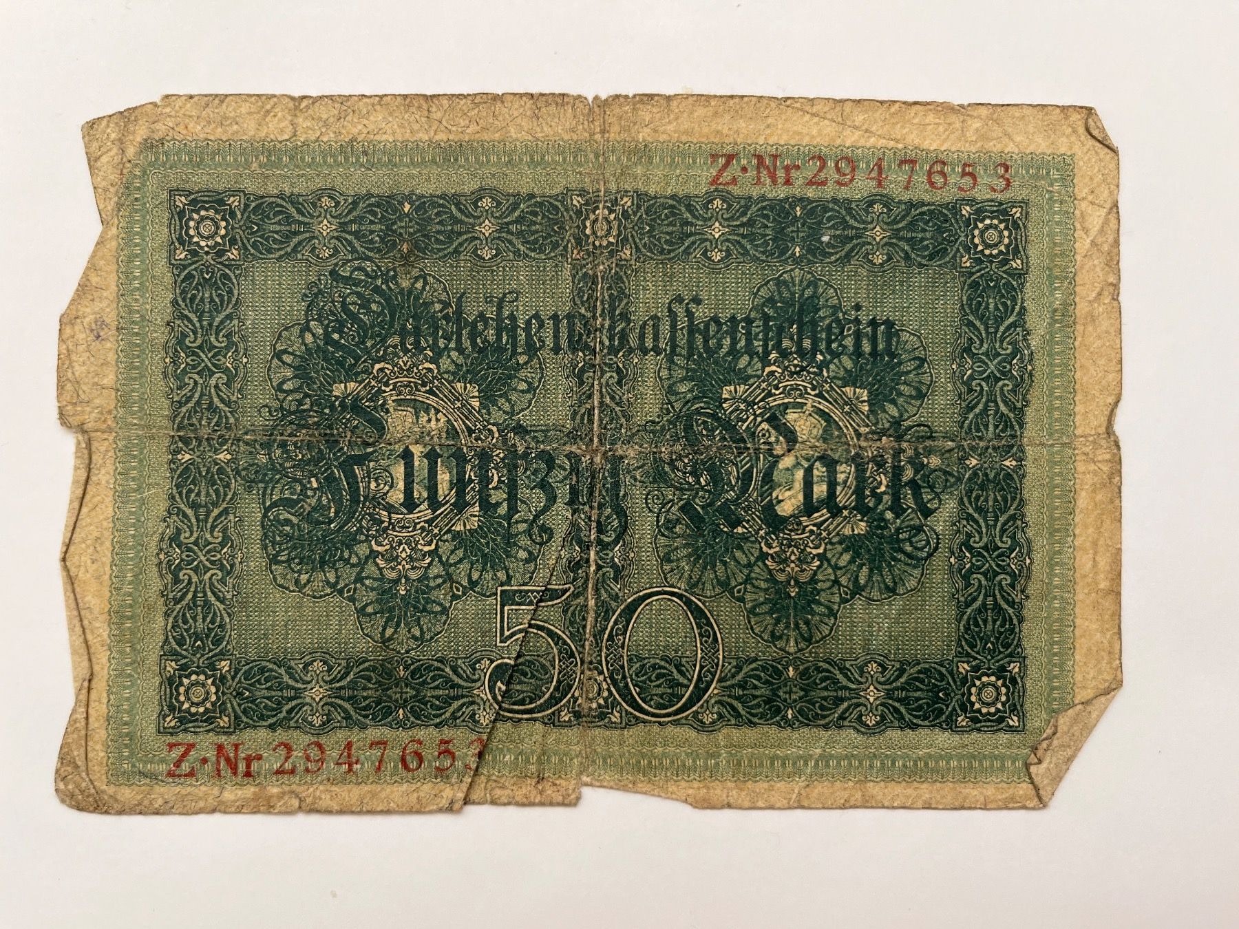 Banknoten: fünfzig 50 mark august 1914 - 1.Weltkrieg – Gebraucht aus Hergiswil NW von SLDM
