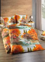 Bettwäsche in Biber - 1 Decke u. Kissen, sehr weich, Herbst