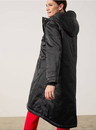 Damenmantel Gr. 38 schwarz Wintermantel mit Steppeinsatz Neu