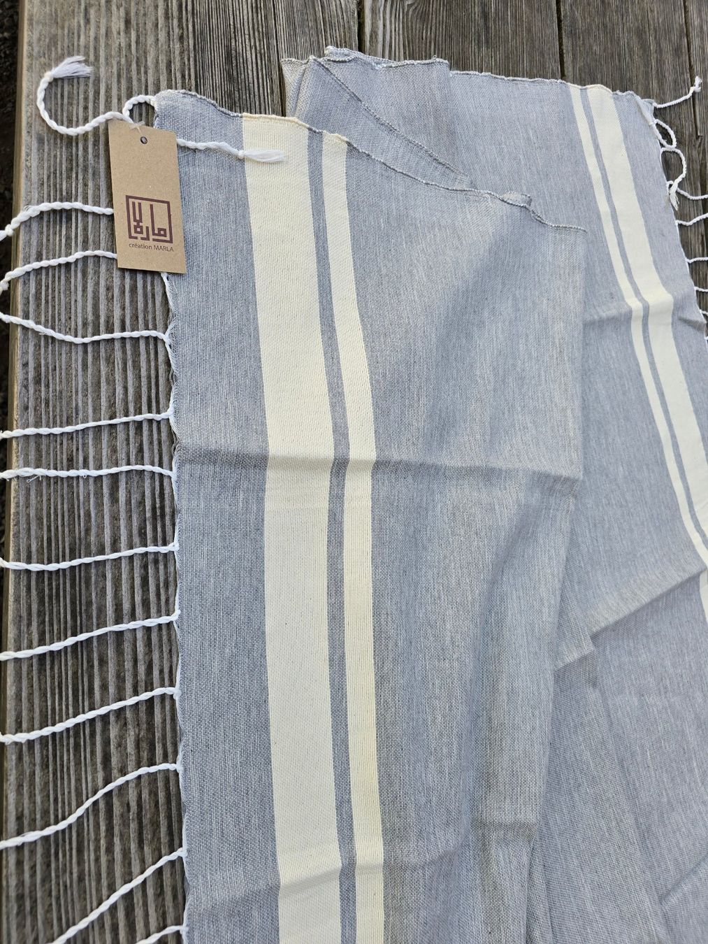 Teli da bagno: Fouta: Hammamtuch helles grau/blanc cassé-ANGEBOT – Nuovo (secondo la descrizione) da Romanshorn venduto da Rachacha 2