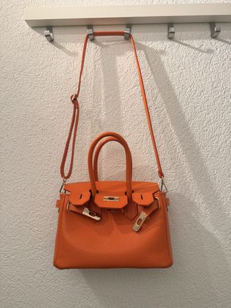 MADBAG Handtasche orange Leder Made in Italy klein