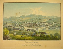 ST. GALLEN, ALTKOLORIERTE AQUATINTA