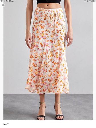 Maje Jupe gemustert orange & rosa Gr. 36/S neu