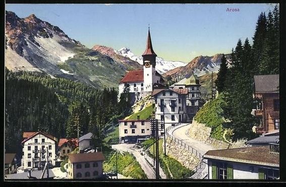 Cartoline postali: AK Arosa, Teilansicht mit Kirche, 1912 – Usato da Berlin venduto da bartko-reher
