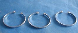 3 silberne ARMSPANGEN, NEU + ungetragen, Set A zusammen