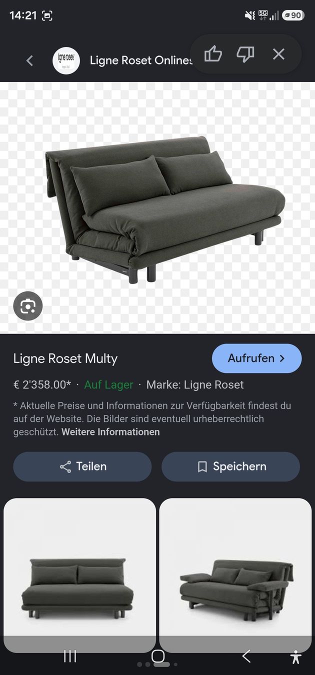 Ligne Roset Chaises longues: Sofa 2-Sitzer dunkelgrau Ligne Roset Multy – D'occasion à Uitikon-Waldegg par pkieni3 1