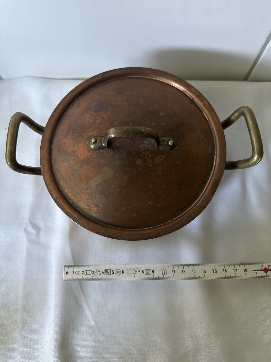 Pfannen: Kupfertopf mit Messinggriffen & Deckel 16 cm Durchmesser – Gebraucht aus Zürich von Chaeffeler 4