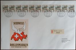 737 RM FDC Rollenmarke 11er-Streifen 45 Rp, Kat. 50.-