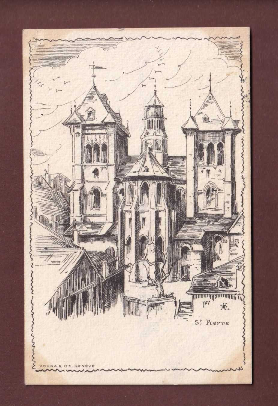 Cartoline postali: GENEVE - St. Pierre - 1900 Vouga – Usato da Pully venduto da nicecards-shop