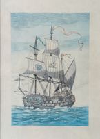 Kunstdruck / Lithographie, Serie Velieri No. 14, gerahmt, V