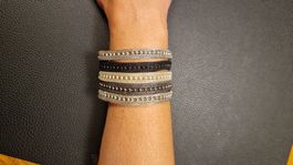 Modisches Armband, Mehrreihig, Silber/Schwarz/bronce,  Neu!