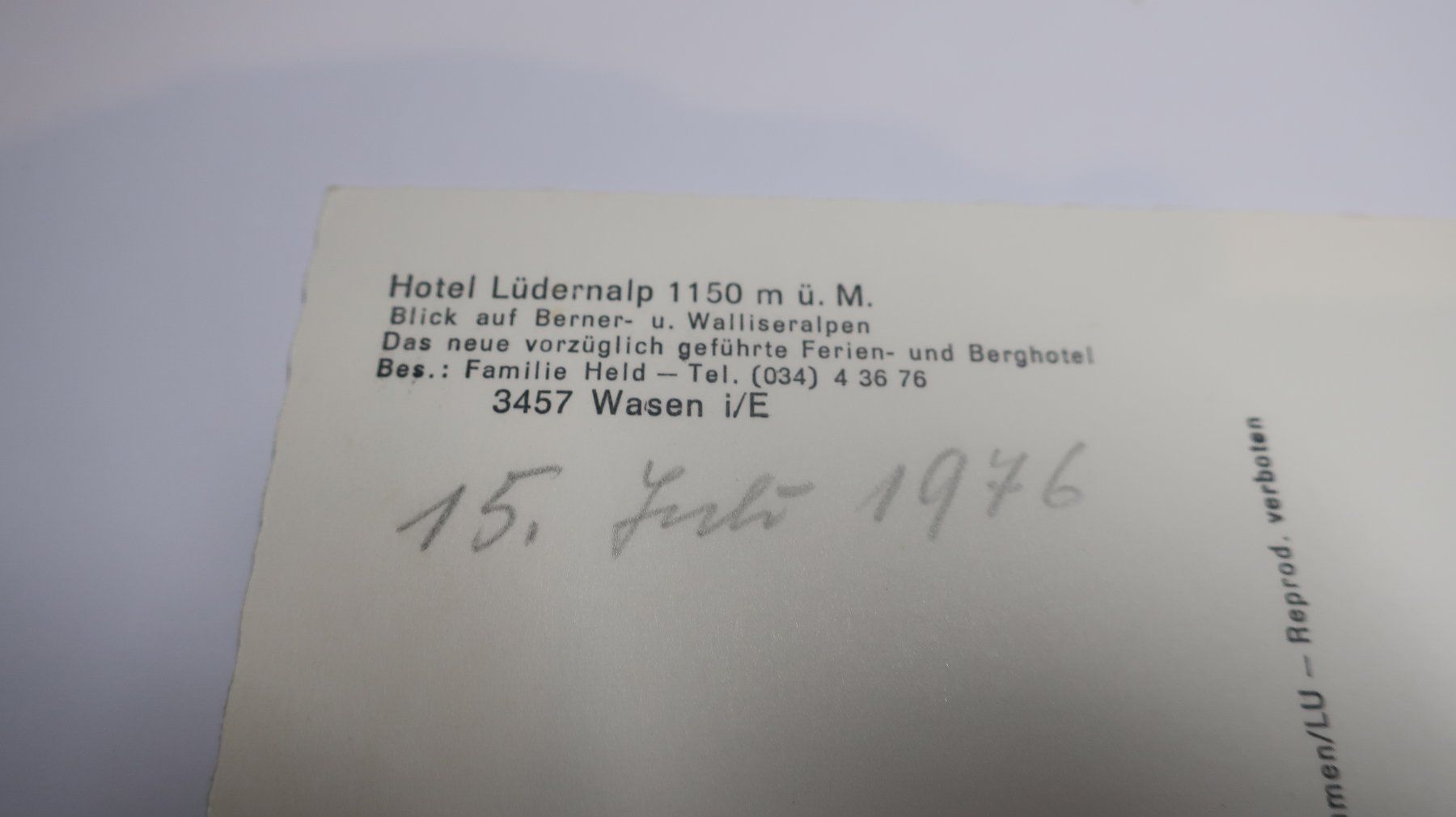 Cartoline postali: Hôtel Lüdernalp Wasen i/E – Usato da Cormoret venduto da Pascalll2001 6