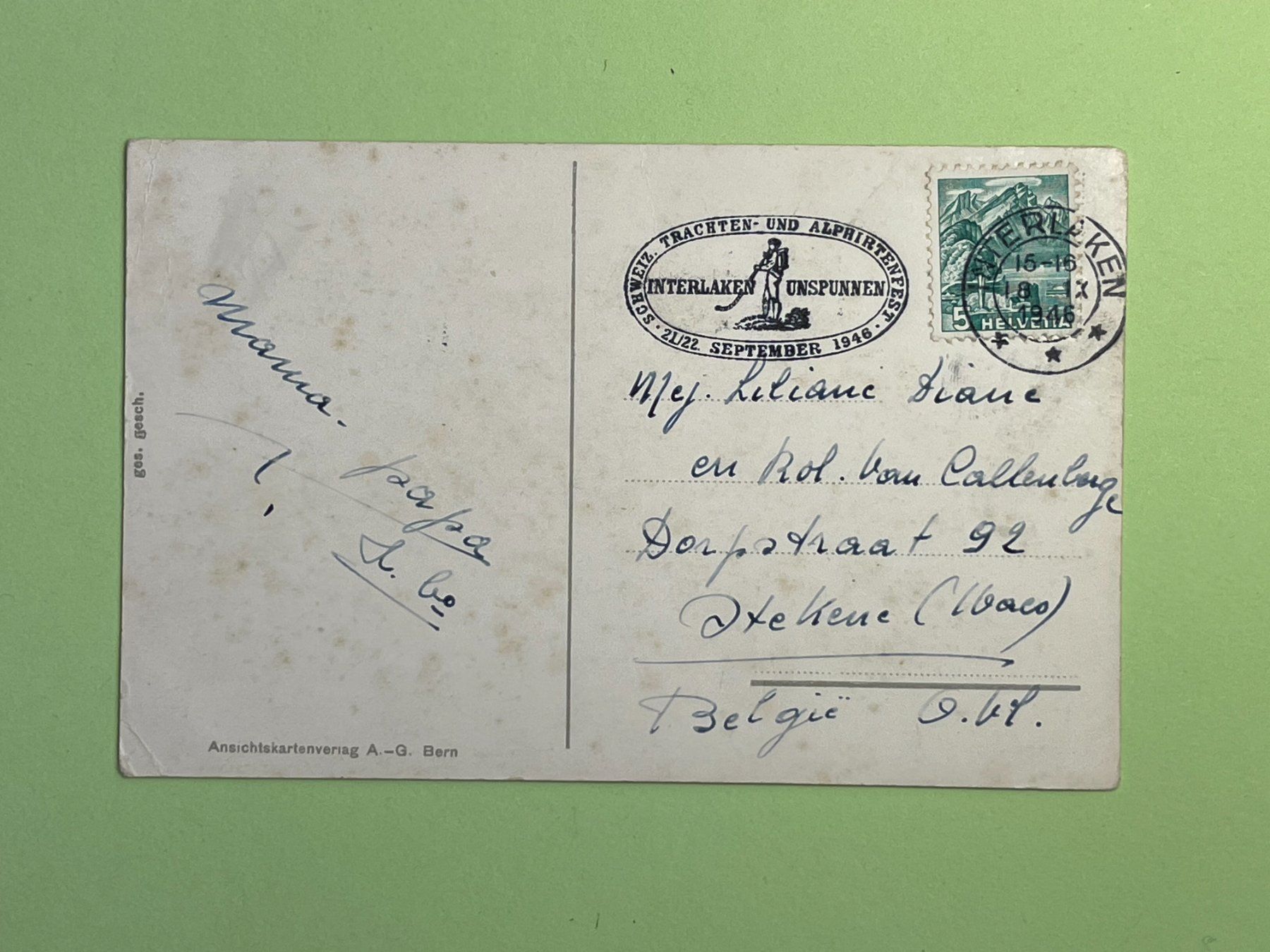 Ansichtskarten: Aelplerscene - Stempel Trachtenfest 1946 – Gebraucht aus Steg VS von danwer74 1